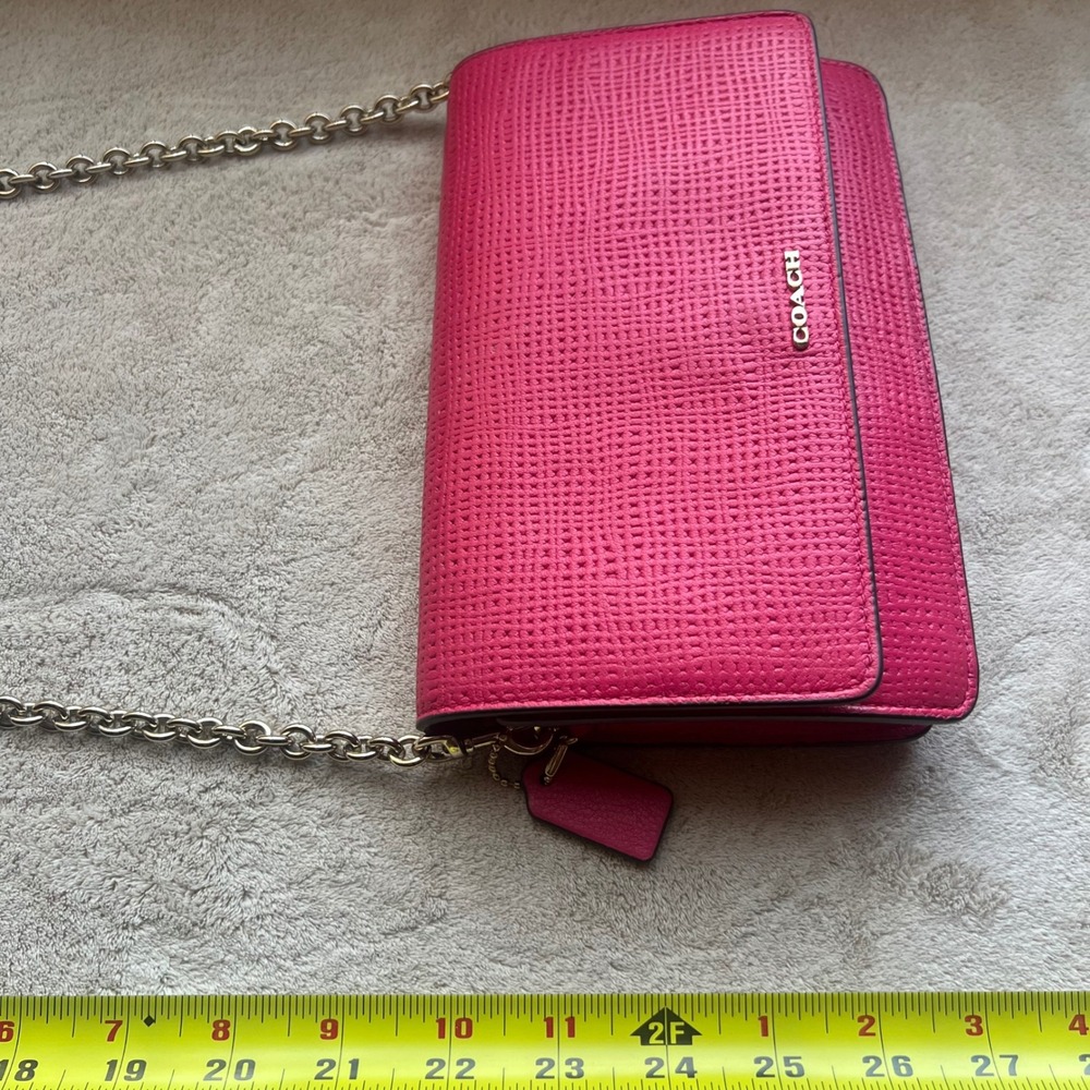 Coach Madison Pink Ruby Perforated Leather Crossbody Bag Gold‎ Chain Strap - Picture 11 of 14